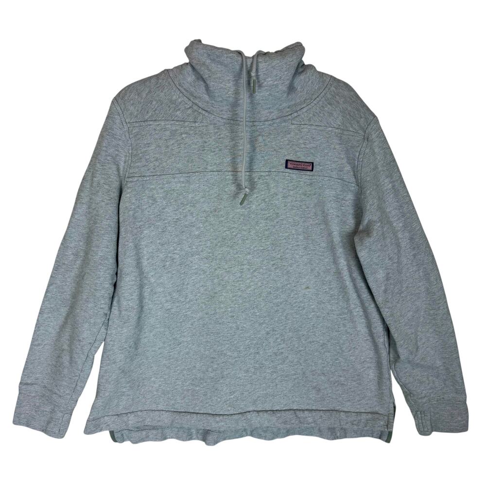 Vineyard‎ Vines Slub Sweatshirt Womens Large Heather Gray Cotton Funnel Neck